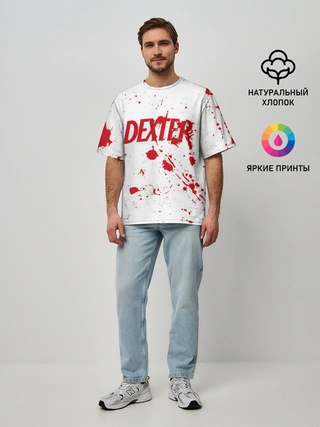 Мужская футболка оверсайз / Dexter logo Декстер брызги крови