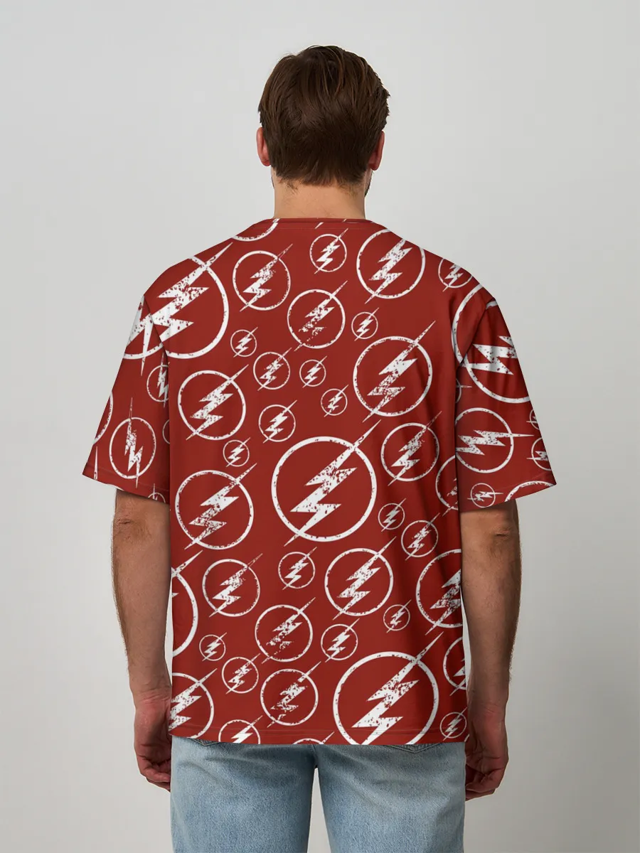 Мужская футболка оверсайз / The Flash Logo Pattern