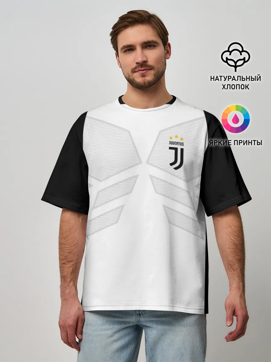 Мужская футболка оверсайз / JUVENTUS SPORT (НА СПИНЕ)