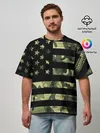 Мужская футболка оверсайз / American Flag Camo