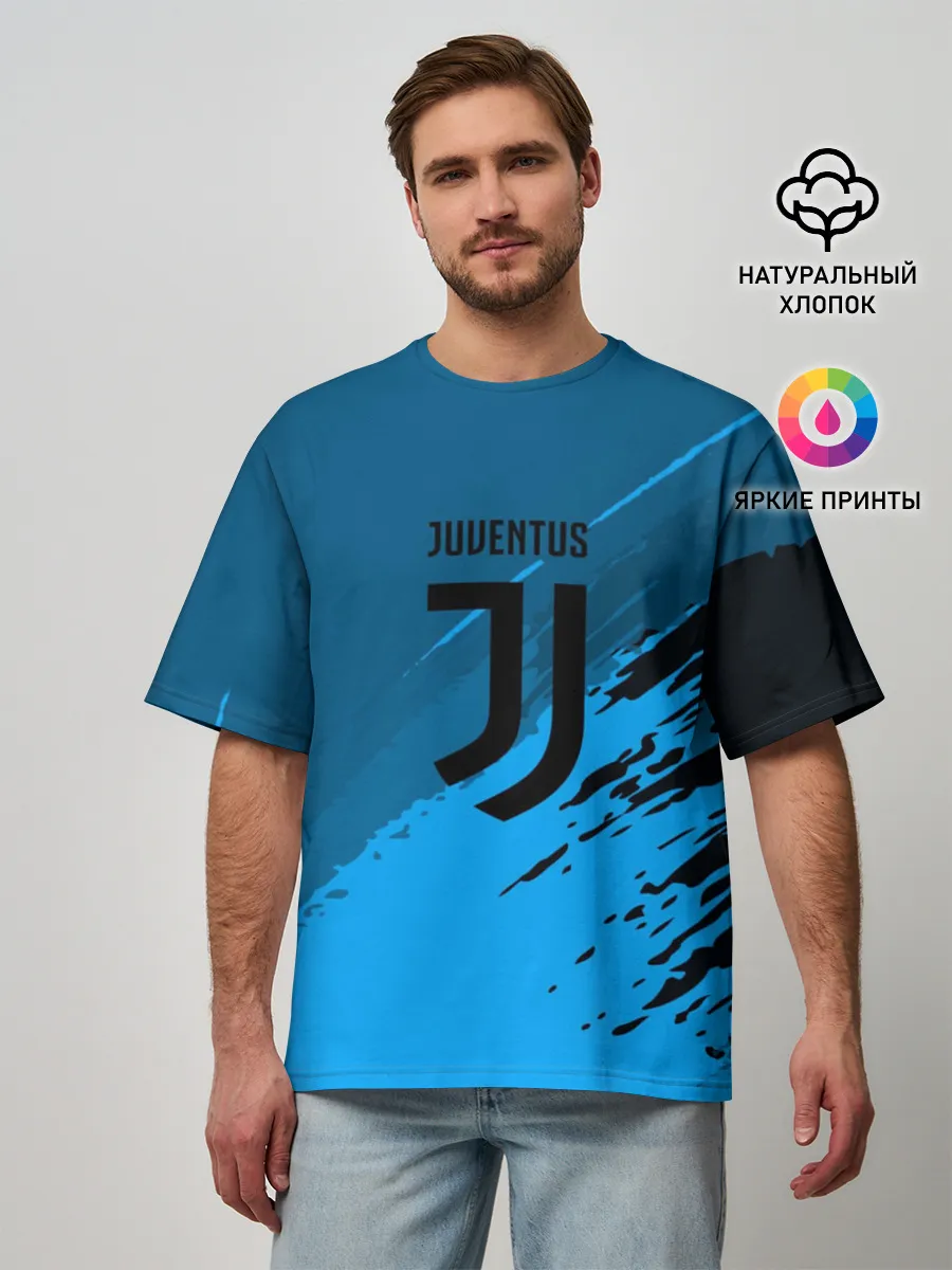 Мужская футболка оверсайз / FC Juventus abstract style