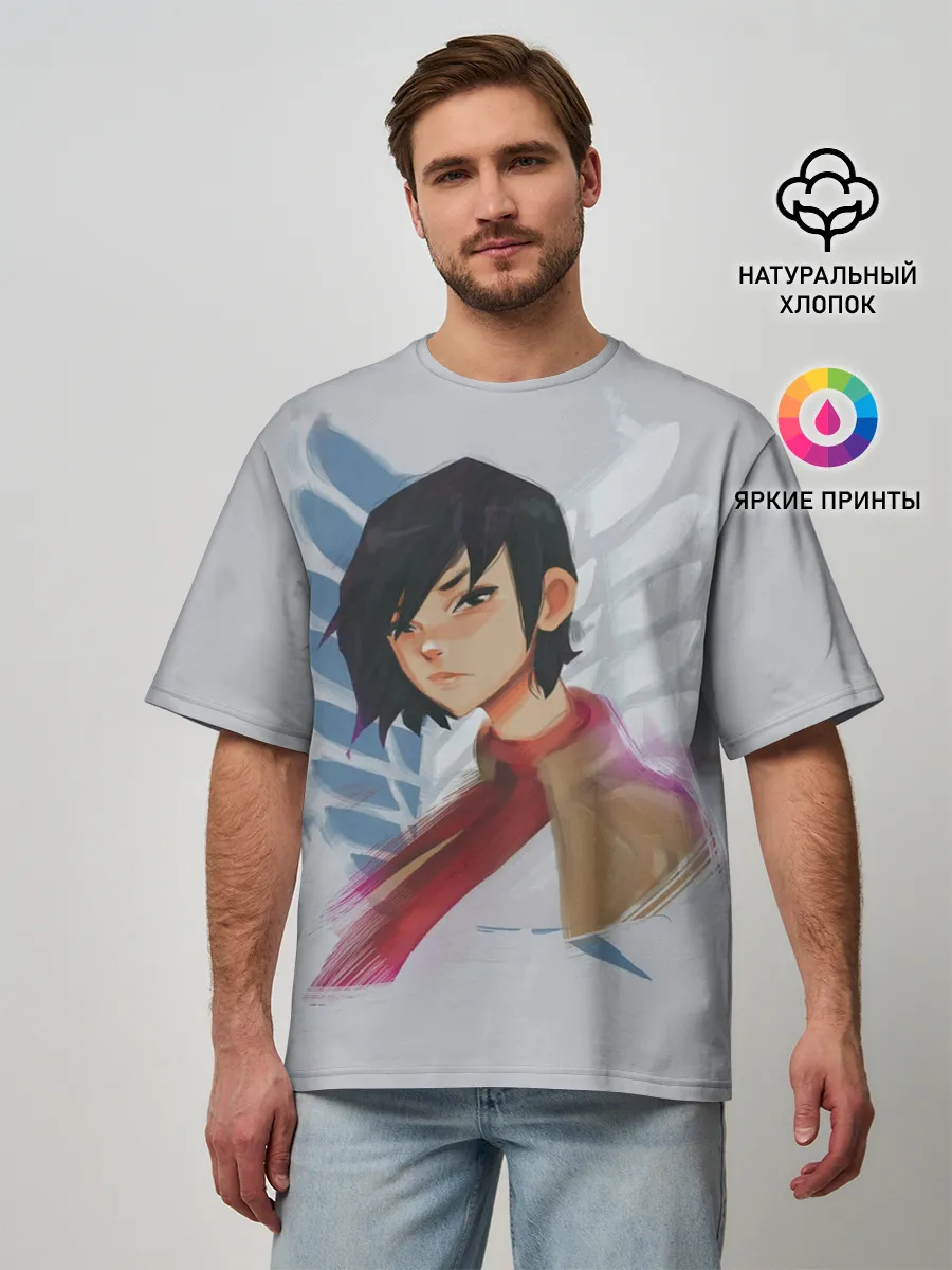 Мужская футболка оверсайз / Logo and Mikasa