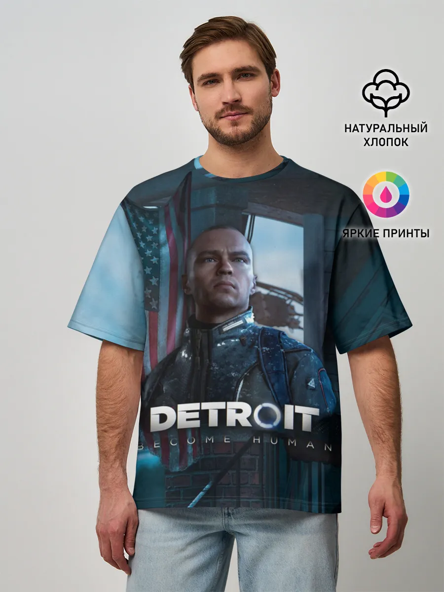 Мужская футболка оверсайз / Detroit: Become Human - Markus