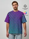 Мужская футболка оверсайз / Checkerboard gradient