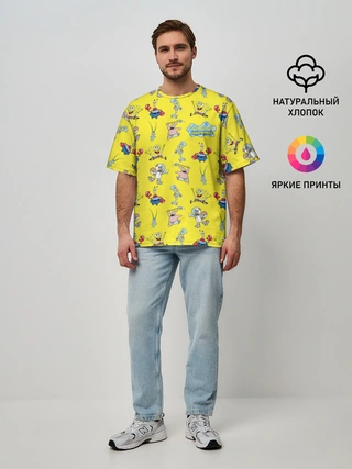 Мужская футболка оверсайз / SpongeBob pattern