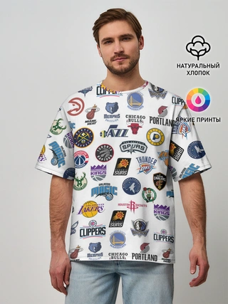 Мужская футболка оверсайз / NBA Pattern | НБА Паттерн