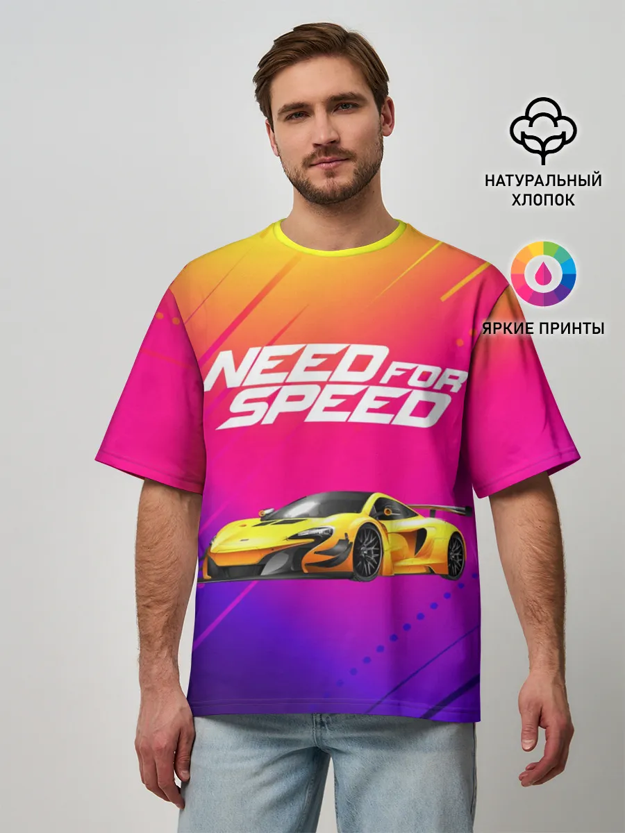 Мужская футболка оверсайз / NEED FO SPEED