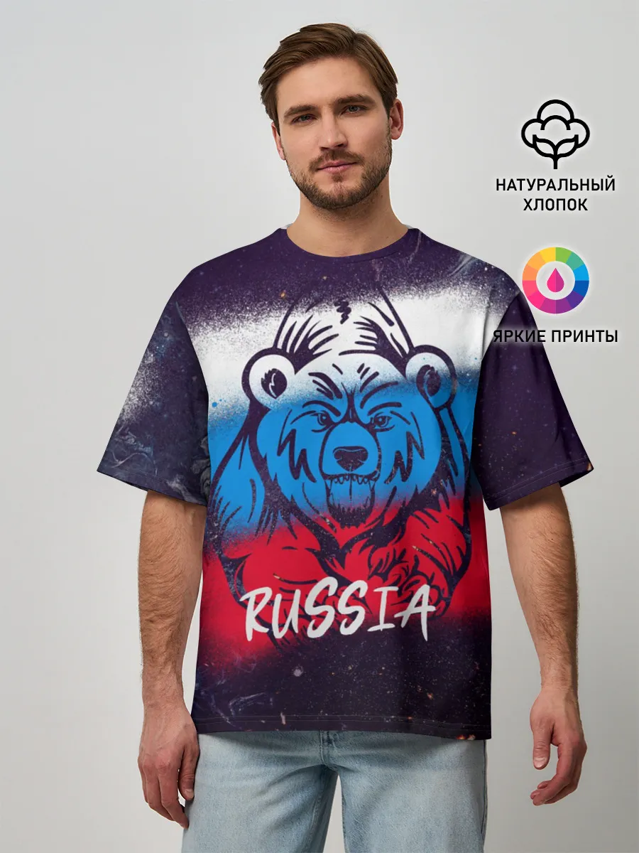 Мужская футболка оверсайз / Russia Bear