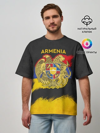 Мужская футболка оверсайз / Yellow and Black Armenia