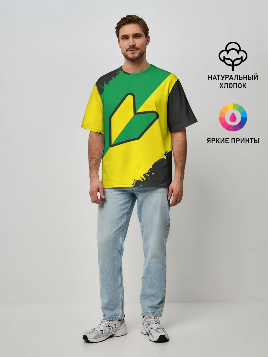 Мужская футболка оверсайз / JDM GREEN YELLOW LOGO