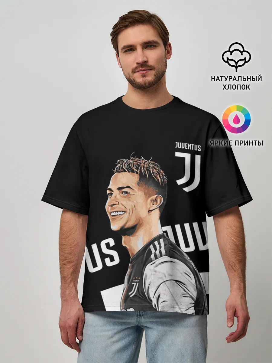 Мужская футболка оверсайз / КРИШТИАНУ РОНАЛДУ / JUVENTUS