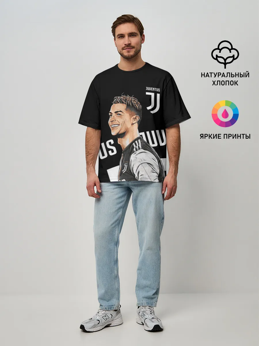 Мужская футболка оверсайз / КРИШТИАНУ РОНАЛДУ / JUVENTUS