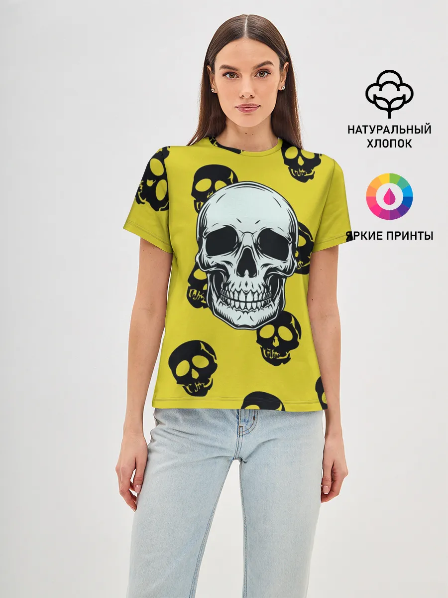 Женская базовая футболка / Yellow Skulls