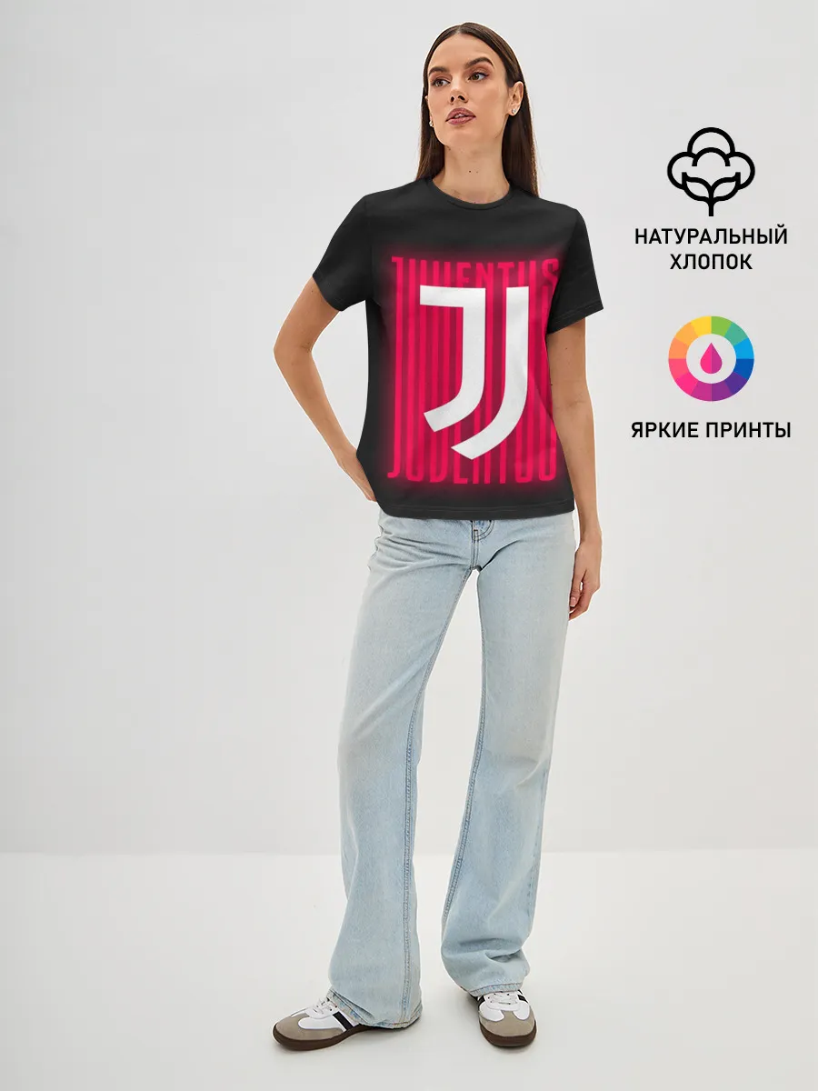 Женская базовая футболка / JUVENTUS / ЮВЕНТУС / НЕОН