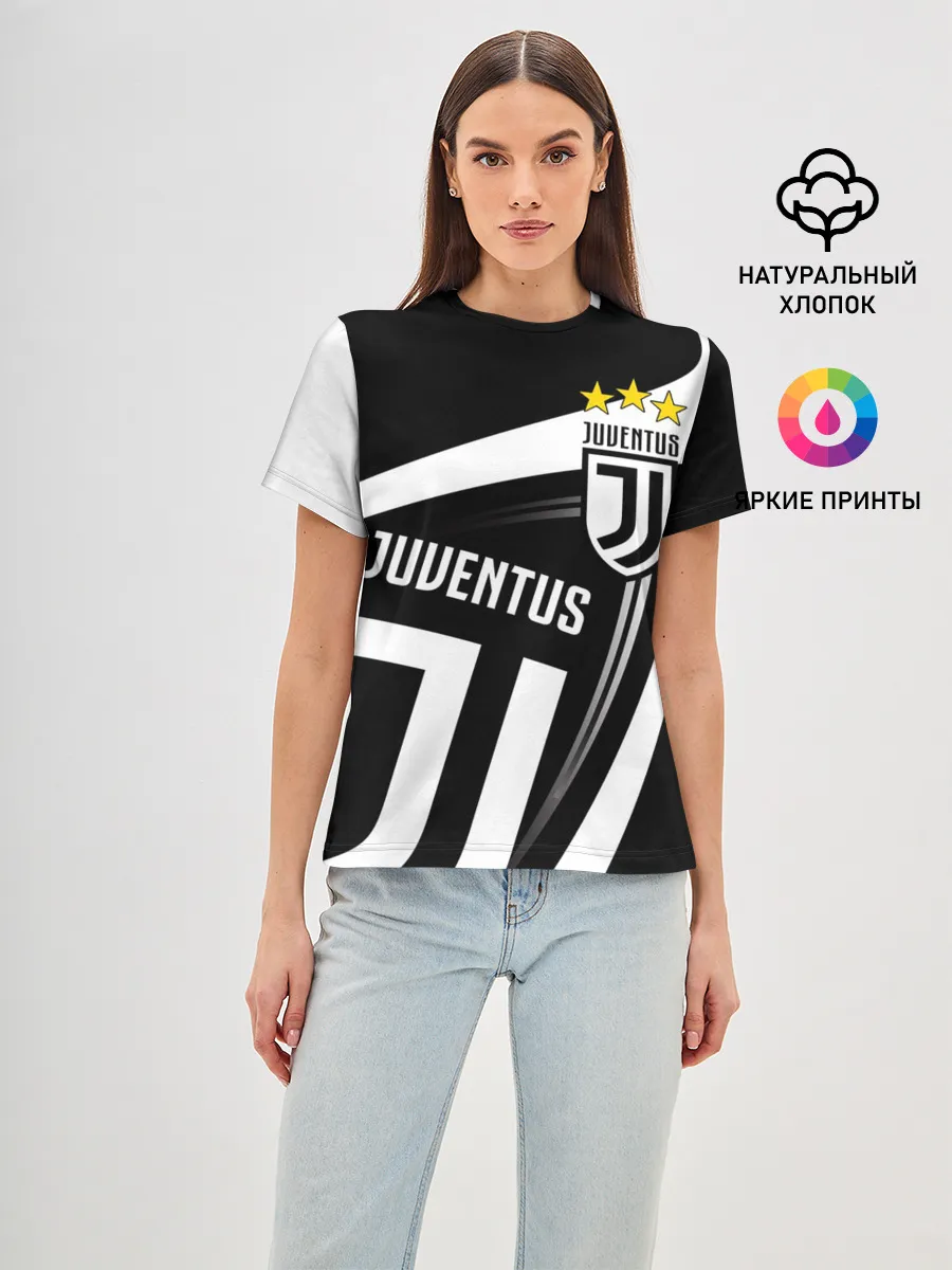 Женская базовая футболка / JUVENTUS / ЮВЕНТУС / ПОЛОСЫ