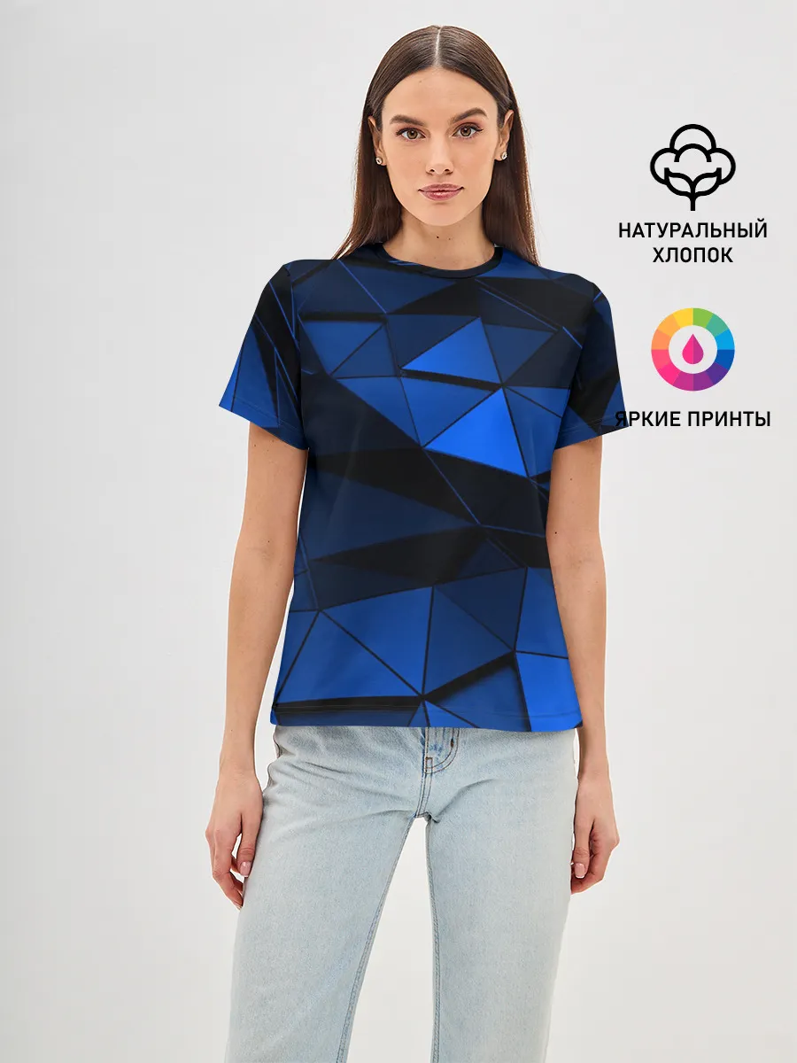 Женская базовая футболка / Blue abstraction collection