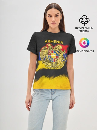 Женская базовая футболка / Yellow and Black Armenia