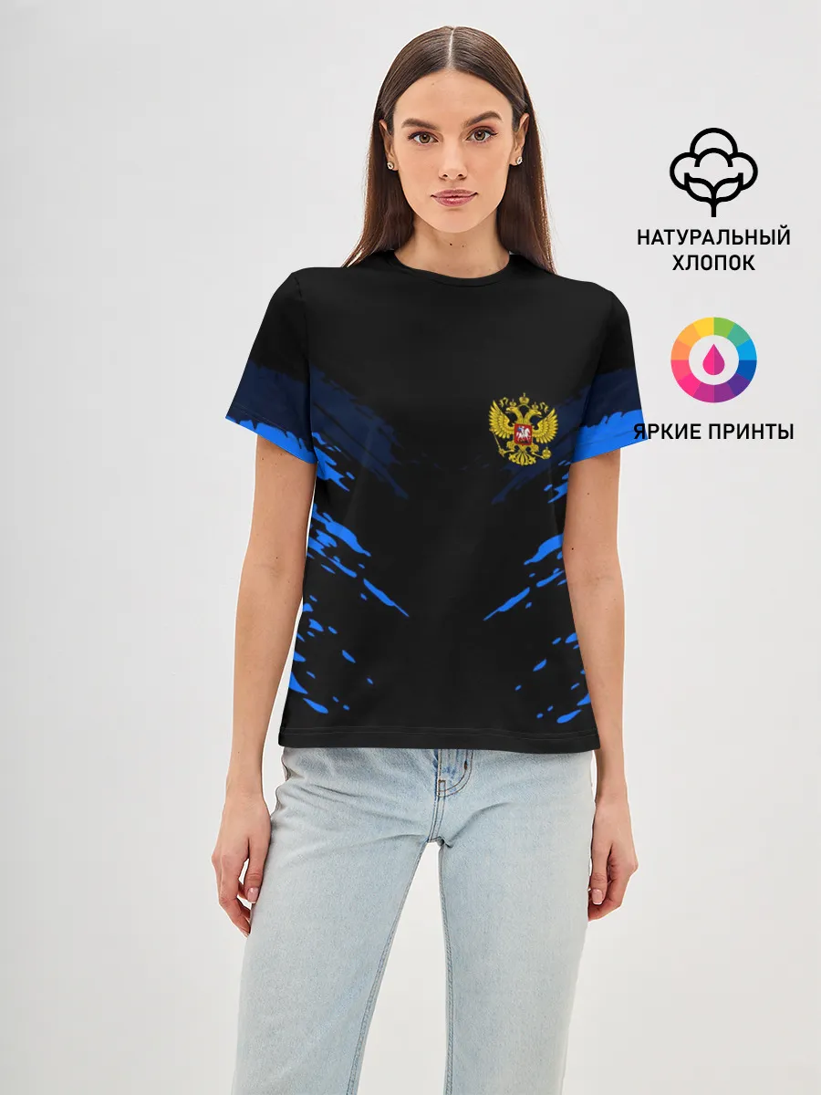 Женская базовая футболка / Russia-sport collection BLUE