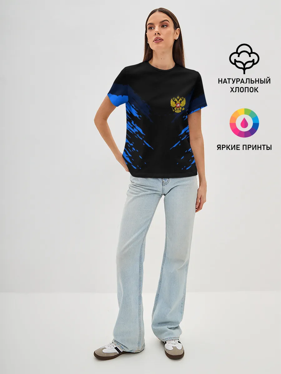 Женская базовая футболка / Russia-sport collection BLUE