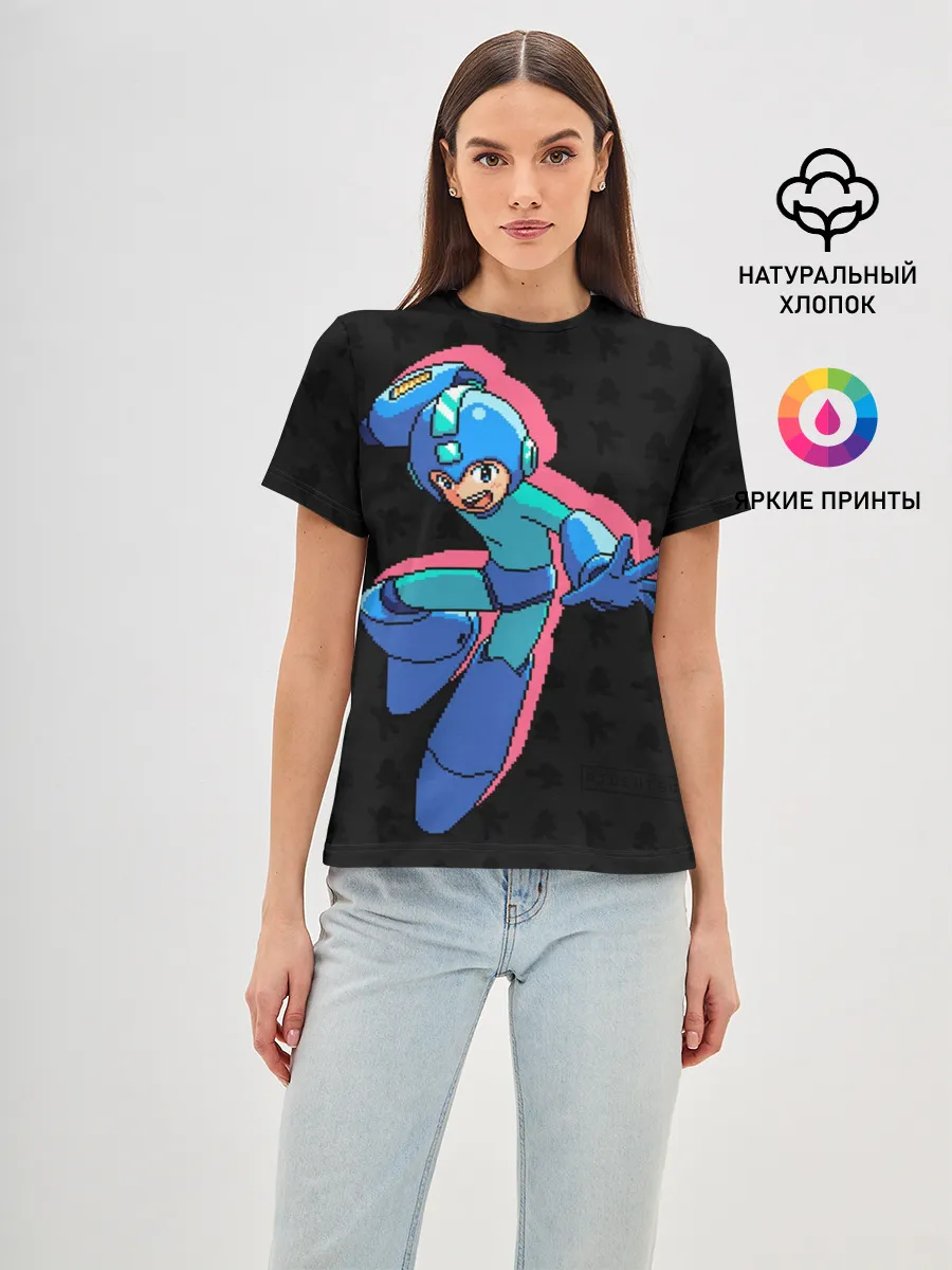 Женская базовая футболка / Mega Man (pixel art) Black