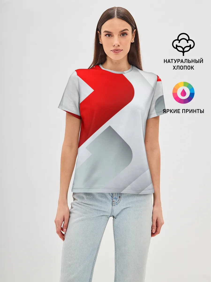 Женская базовая футболка / 3D SPORT STYLE RED / WHITE