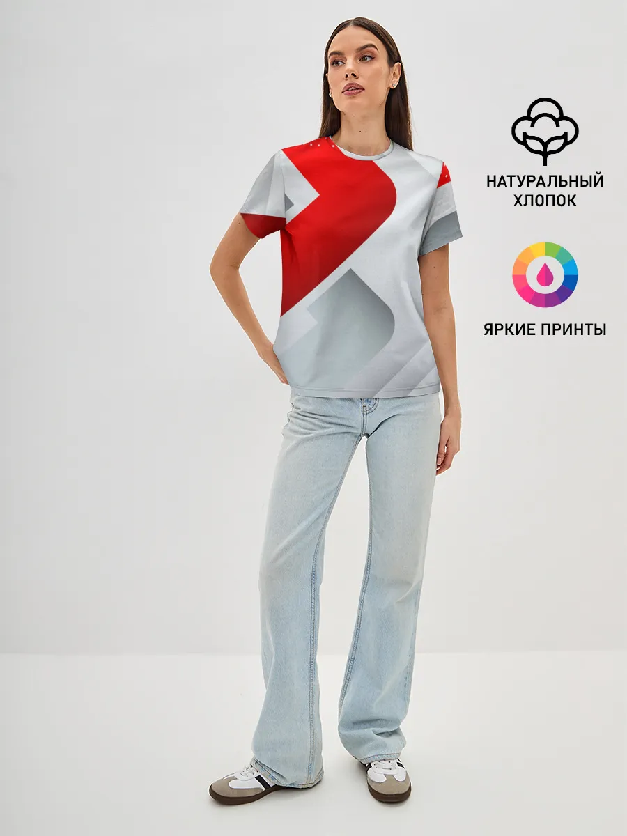 Женская базовая футболка / 3D SPORT STYLE RED / WHITE