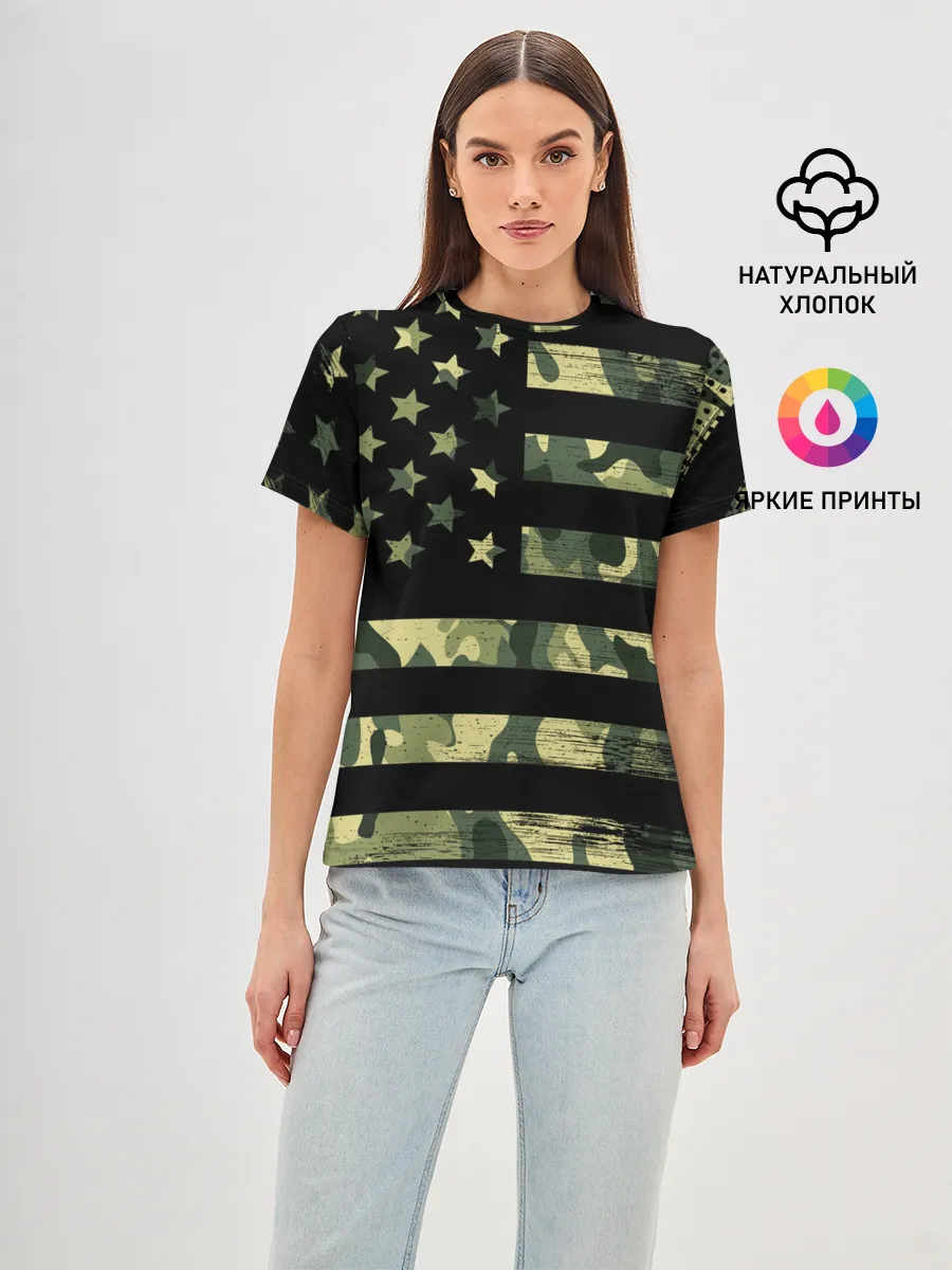 Женская базовая футболка / American Flag Camo