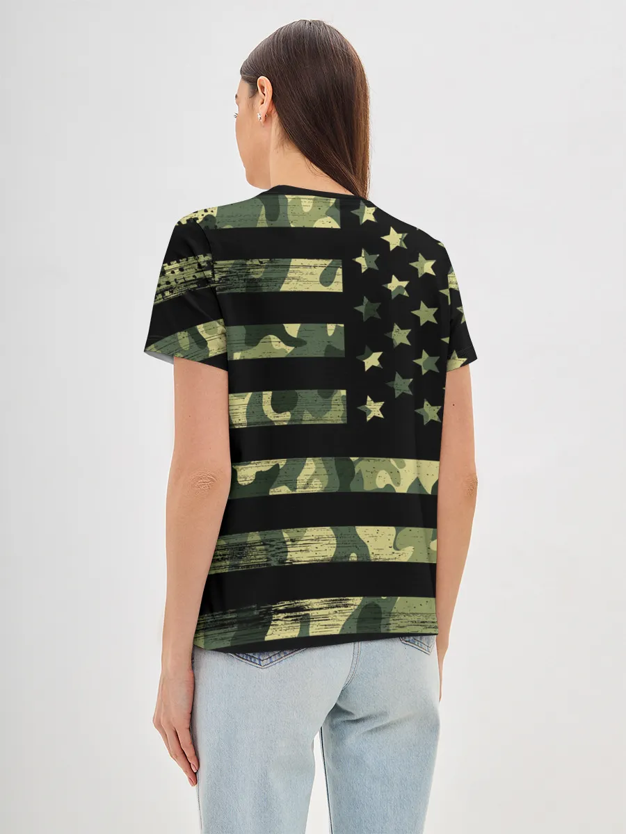 Женская базовая футболка / American Flag Camo