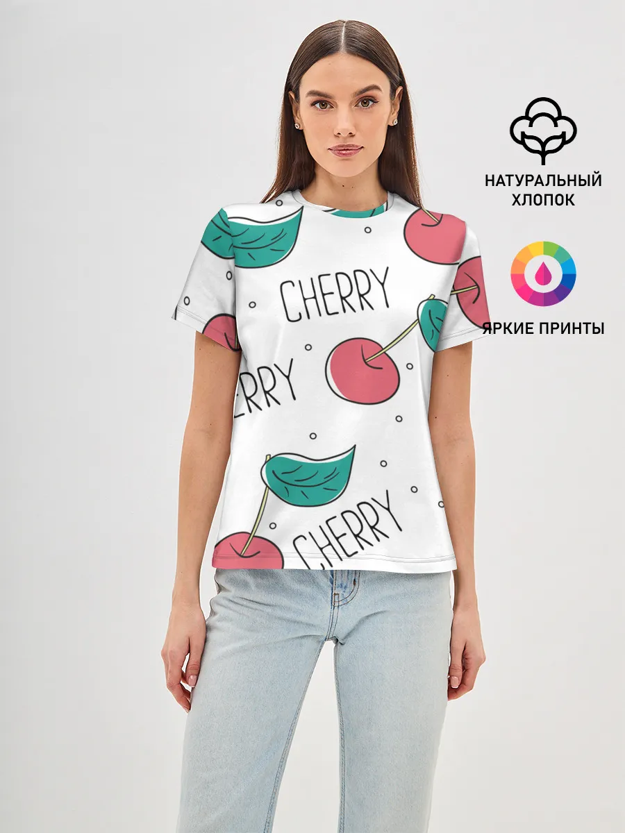 Женская базовая футболка / Вишенки Cherry