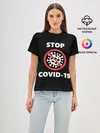 Женская базовая футболка / STOP COVID-19 (коронавирус)