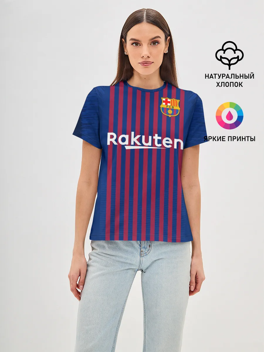 Женская базовая футболка / Barcelona home 18-19