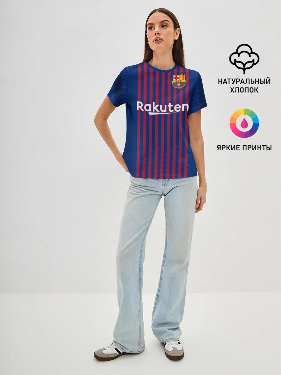 Женская базовая футболка / Barcelona home 18-19