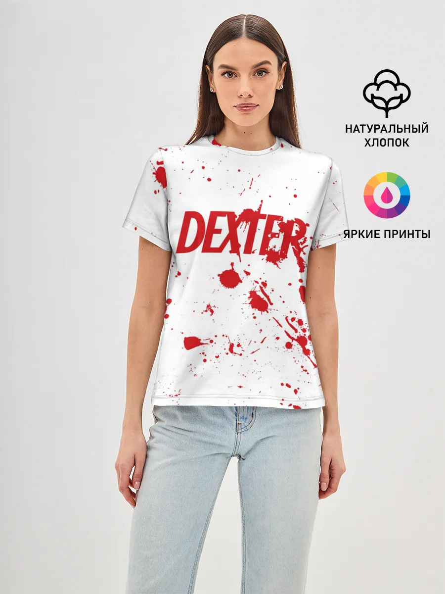 Женская базовая футболка / Dexter logo Декстер брызги крови