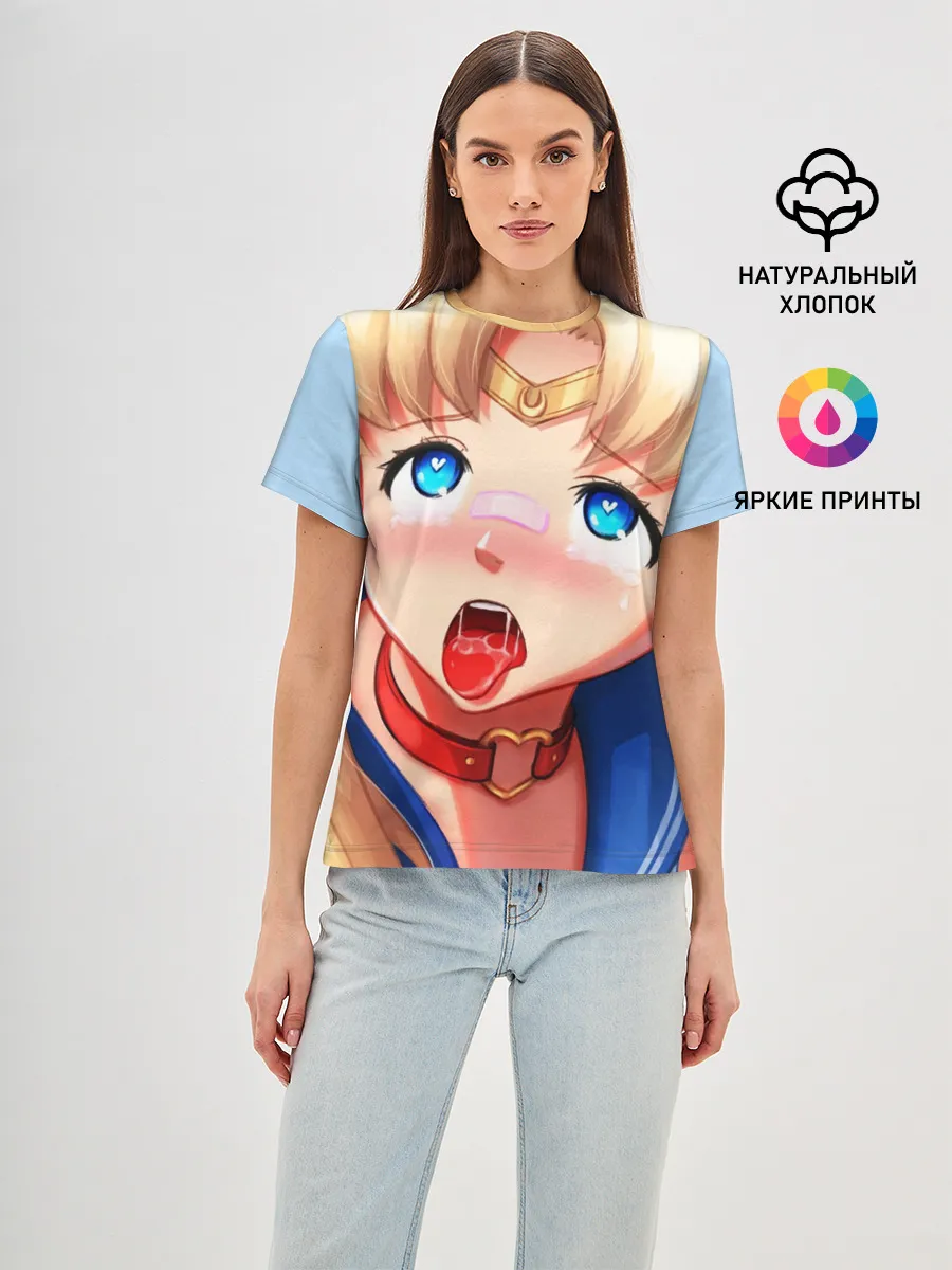 Женская базовая футболка / SAILOR MOON AHEGAO