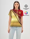 Женская базовая футболка / RUSSIA SPORT: Red and Gold.