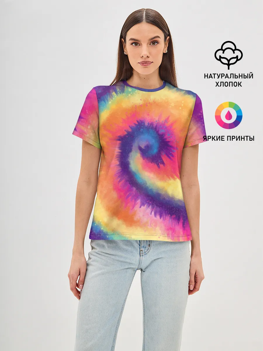 Женская базовая футболка / TIE-DYE MULTICOLOR