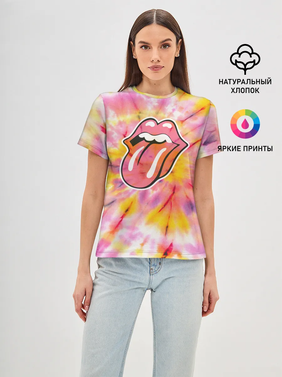 Женская базовая футболка / Rolling Stones tie-dye