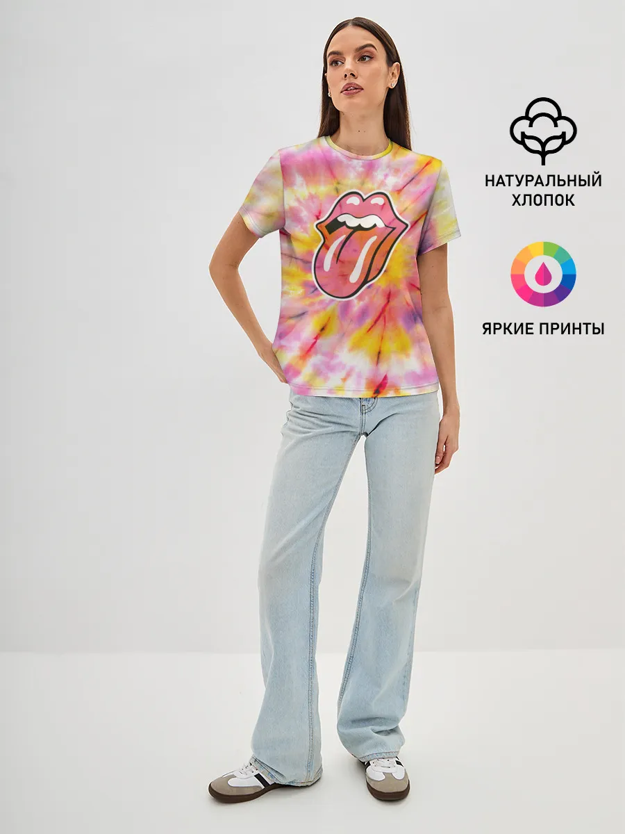 Женская базовая футболка / Rolling Stones tie-dye