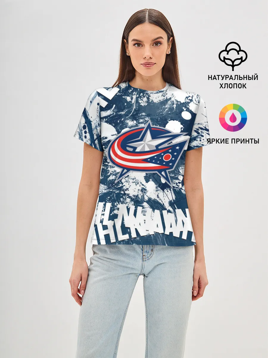 Женская базовая футболка / Коламбус Блю Джекетс, Columbus Blue Jackets