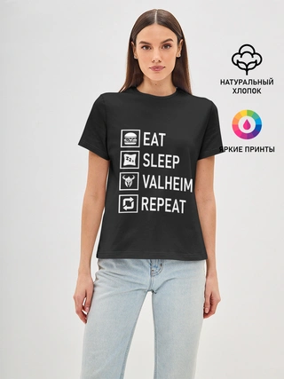 Женская базовая футболка / Eat/Sleep/Valheim/Repeat