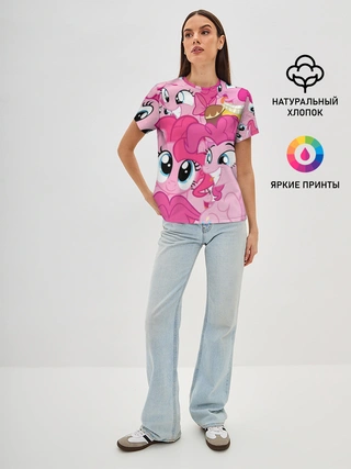 Женская базовая футболка / Pinkie Pie pattern