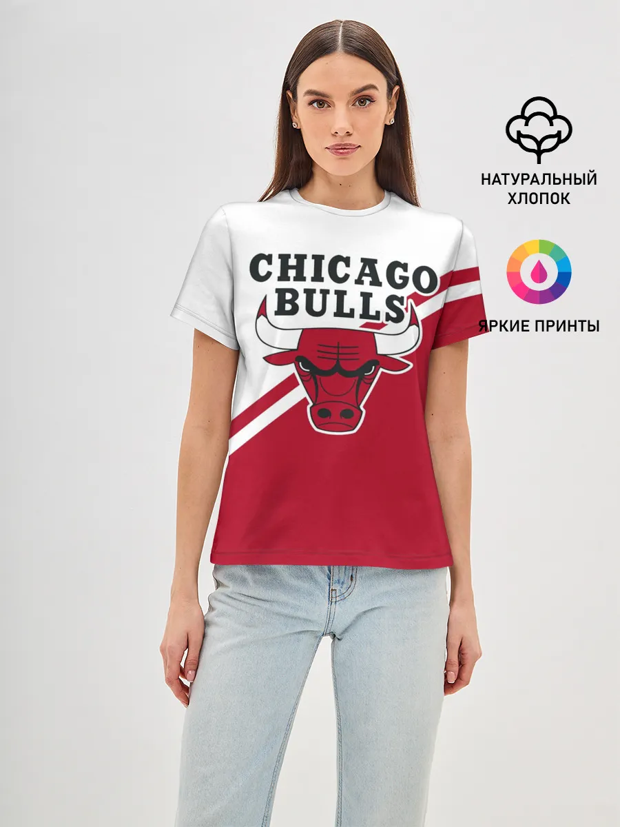 Женская базовая футболка / Chicago Bulls Red-White