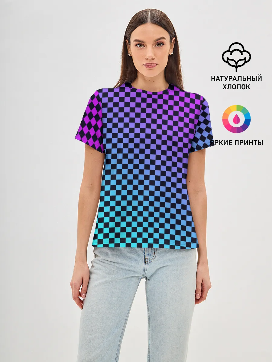 Женская базовая футболка / Checkerboard gradient