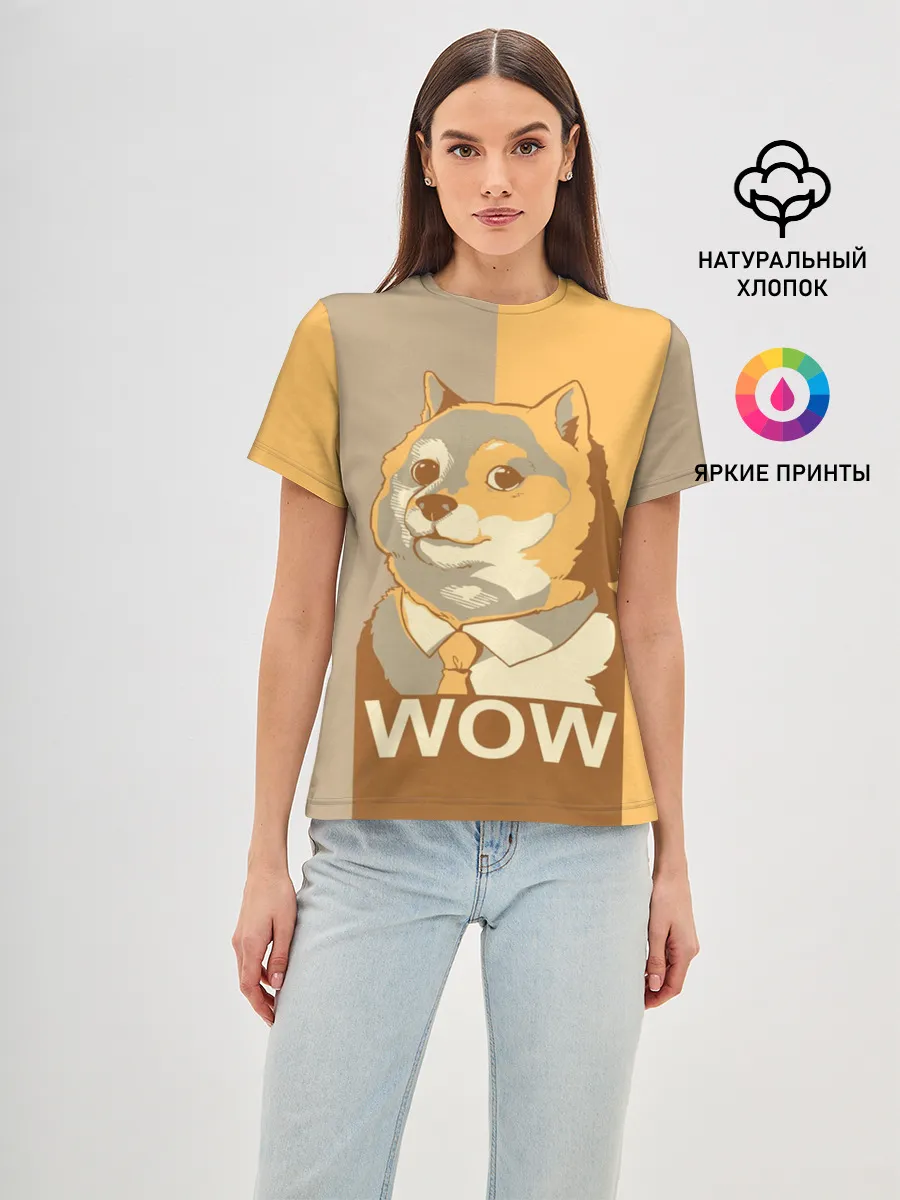 Женская базовая футболка / Doge Wow