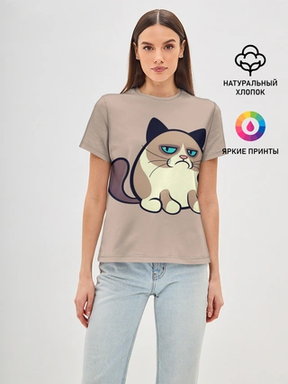 Женская базовая футболка / Великий Grumpy Cat