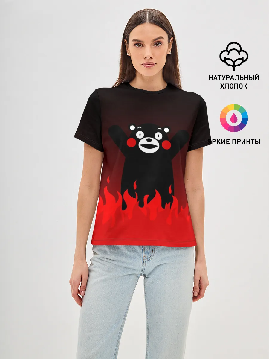 Женская базовая футболка / Kumamon горит