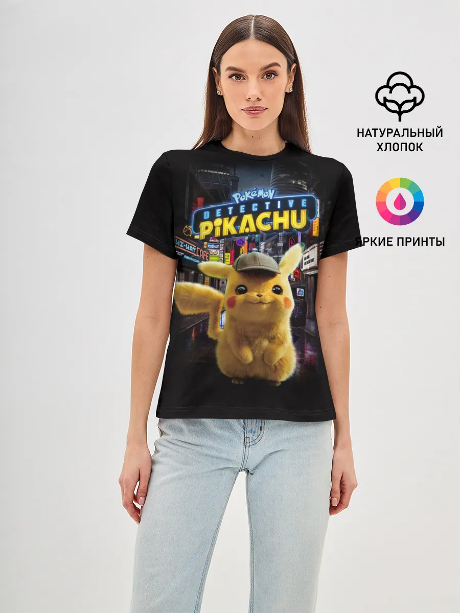 Женская базовая футболка / Pikachu Detective