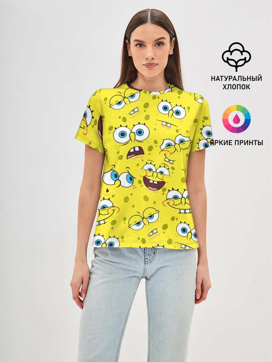 Женская базовая футболка / Губка Боб / SpongeBob pattern