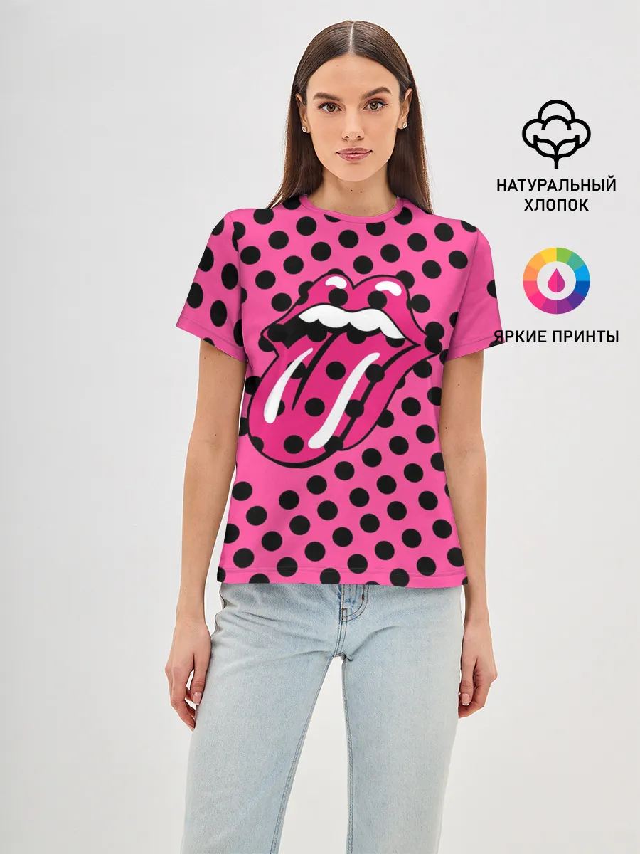 Женская базовая футболка / rolling stones pink logo