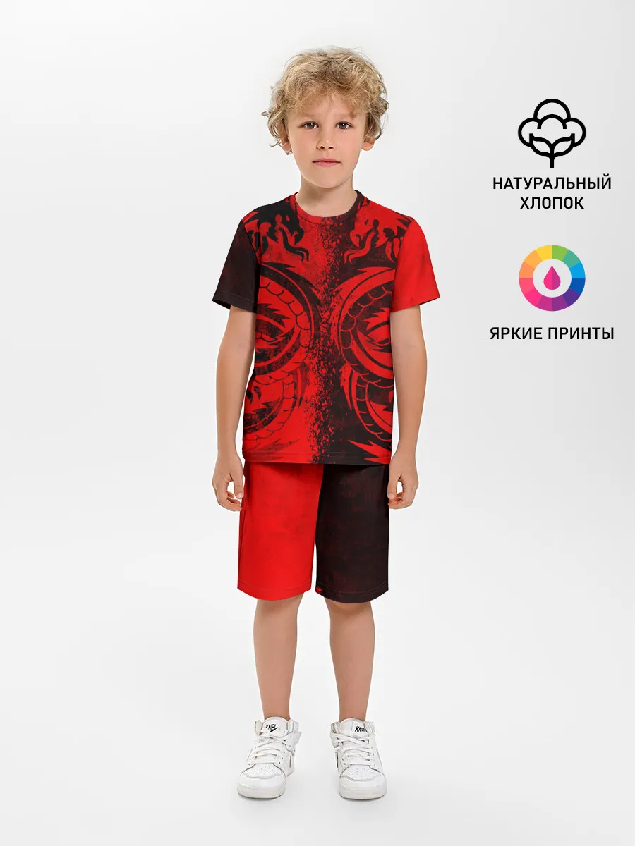 Детская пижама с шортами / BLACK RED DRAGONS TATOO